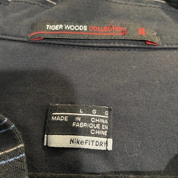 NIKE Tiger Woods Collection Golf Polo Shirt Black Striped Short Sleeves Men’s L - Picture 6 of 6